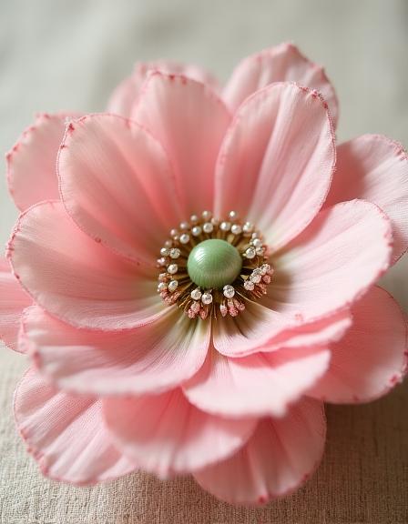 Fermaglio per capelli con anemone in seta fatto a mano