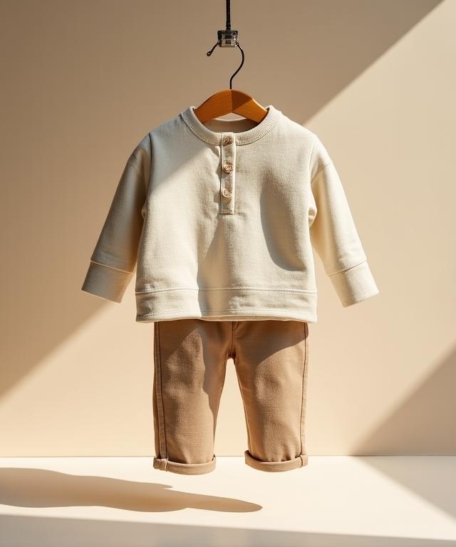 Completo in lino beige per bambina